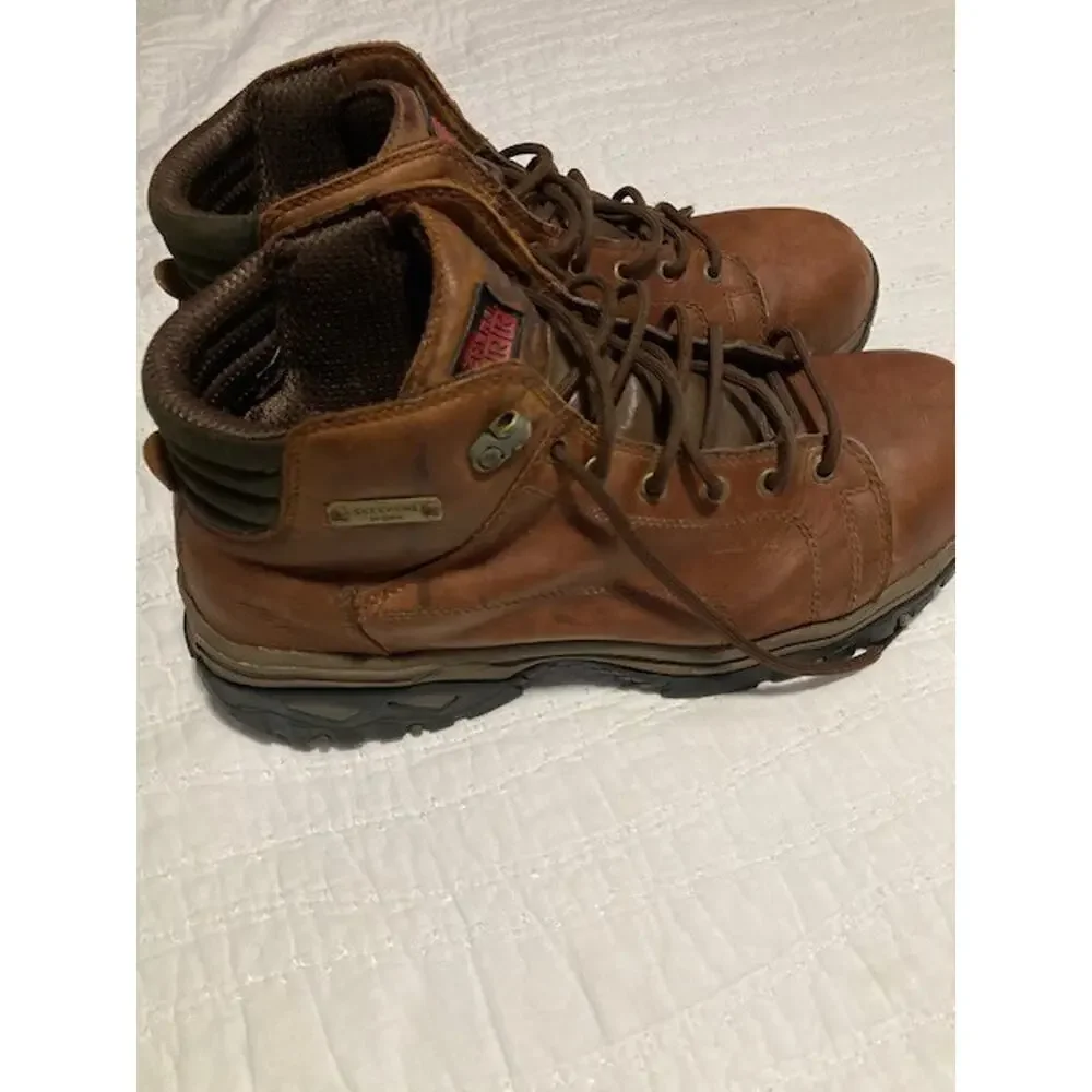 Skechers Work Steel Toe Boots Men’s Size 14 Brown Leather Lace‑Up – Very Good